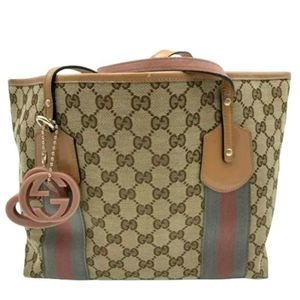 ❤️Host Pick❤️ Gucci Jolicoeur Stripe Tote/Bag Beige/Brown canvas- Monogrammed